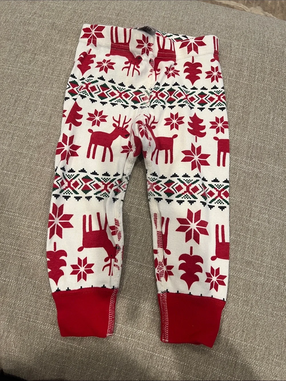 Hanna Andersson Red & White Reindeer Long-Sleeve Pajama Top